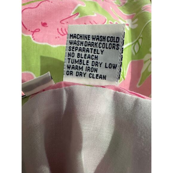 Lilly Pulitzer Mini Skirt Womens 8 Green Pink Elephants Flowers Vacation Summer - Picture 6 of 7